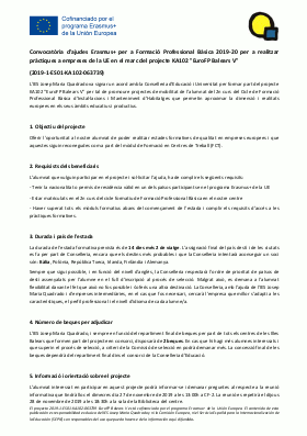 Convocatòria Erasmus KA102 FPB