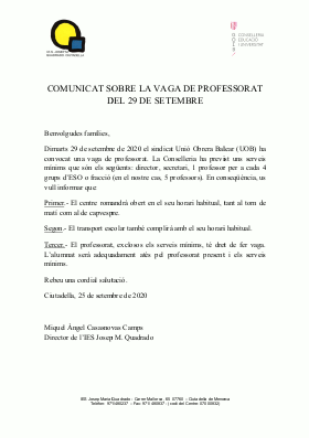Comunicat vaga 29 9 2020