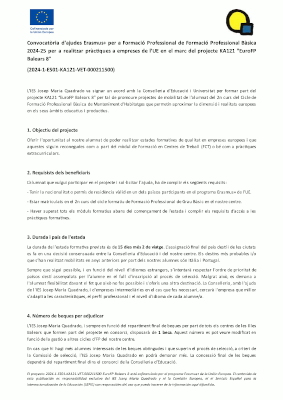 Convocatòria Erasmus 24 25 FPB